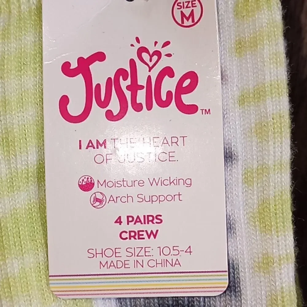 2 Packages of Girls Turn-Cuff Peek-A-Boo & Crew Justice Socks
